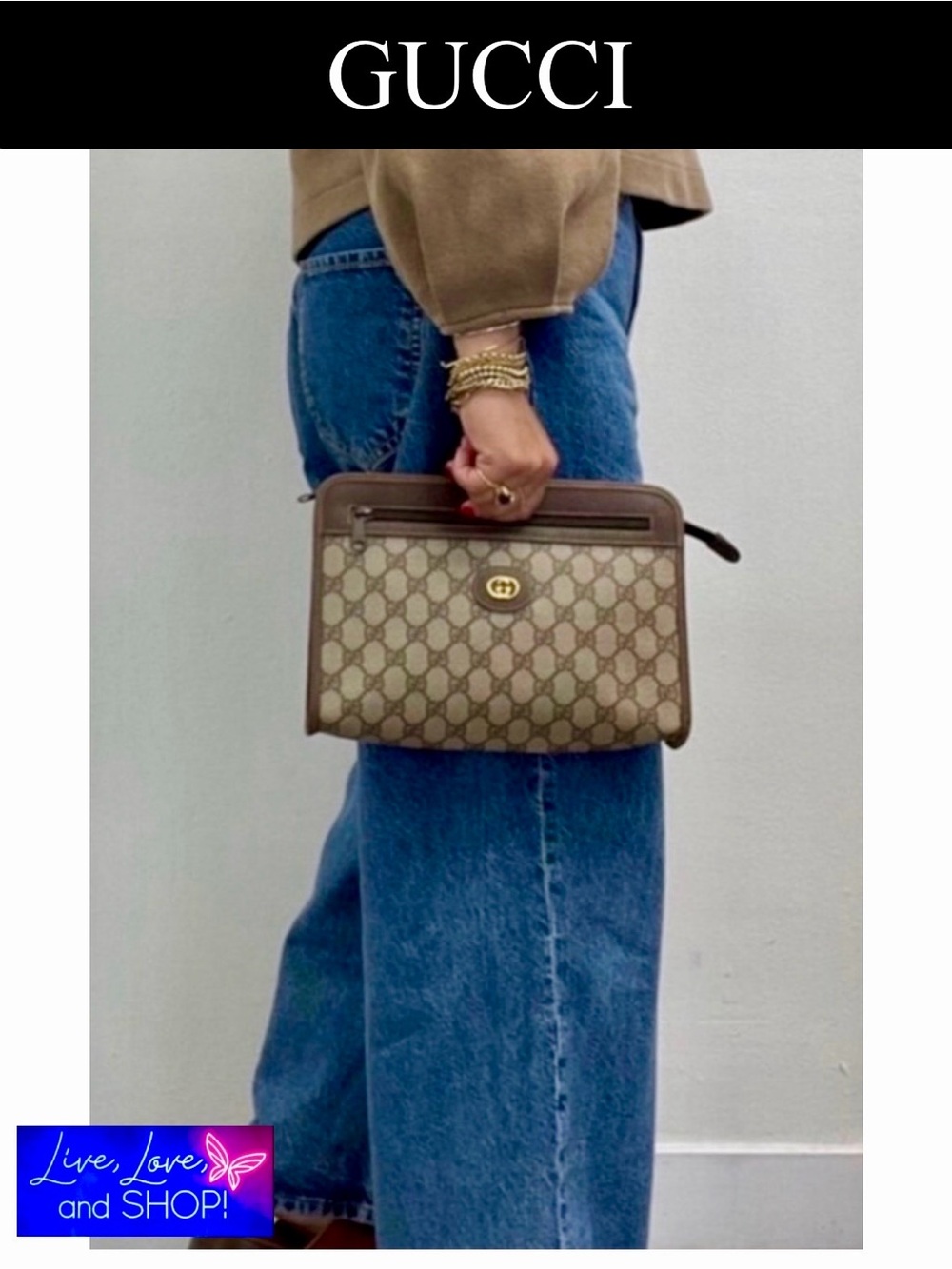 GUCCI Monogram Clutch, Authentic. EUC